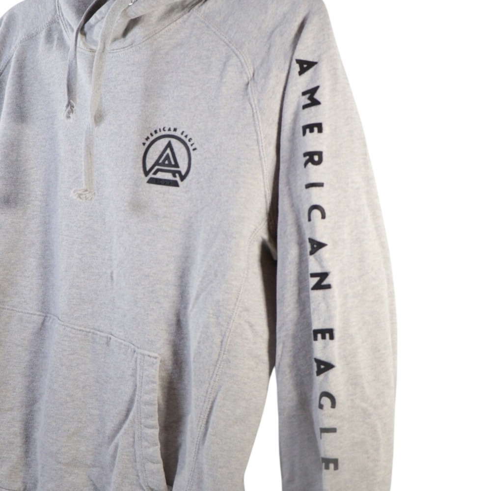 American Eagle Men's Gray Logo Pullover Hoodie Sweatshirt Heavyweight Sz Medium - Picture 3 of 8